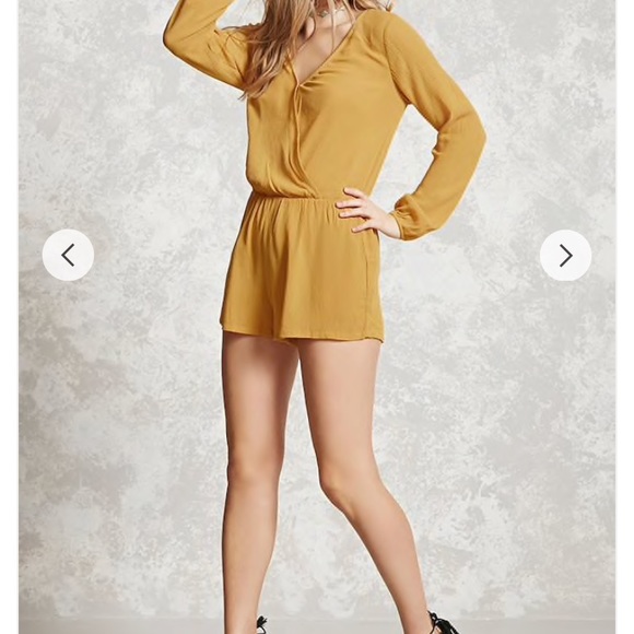 Crinkled Surplice Romper in Mustard - Picture 5 of 5
